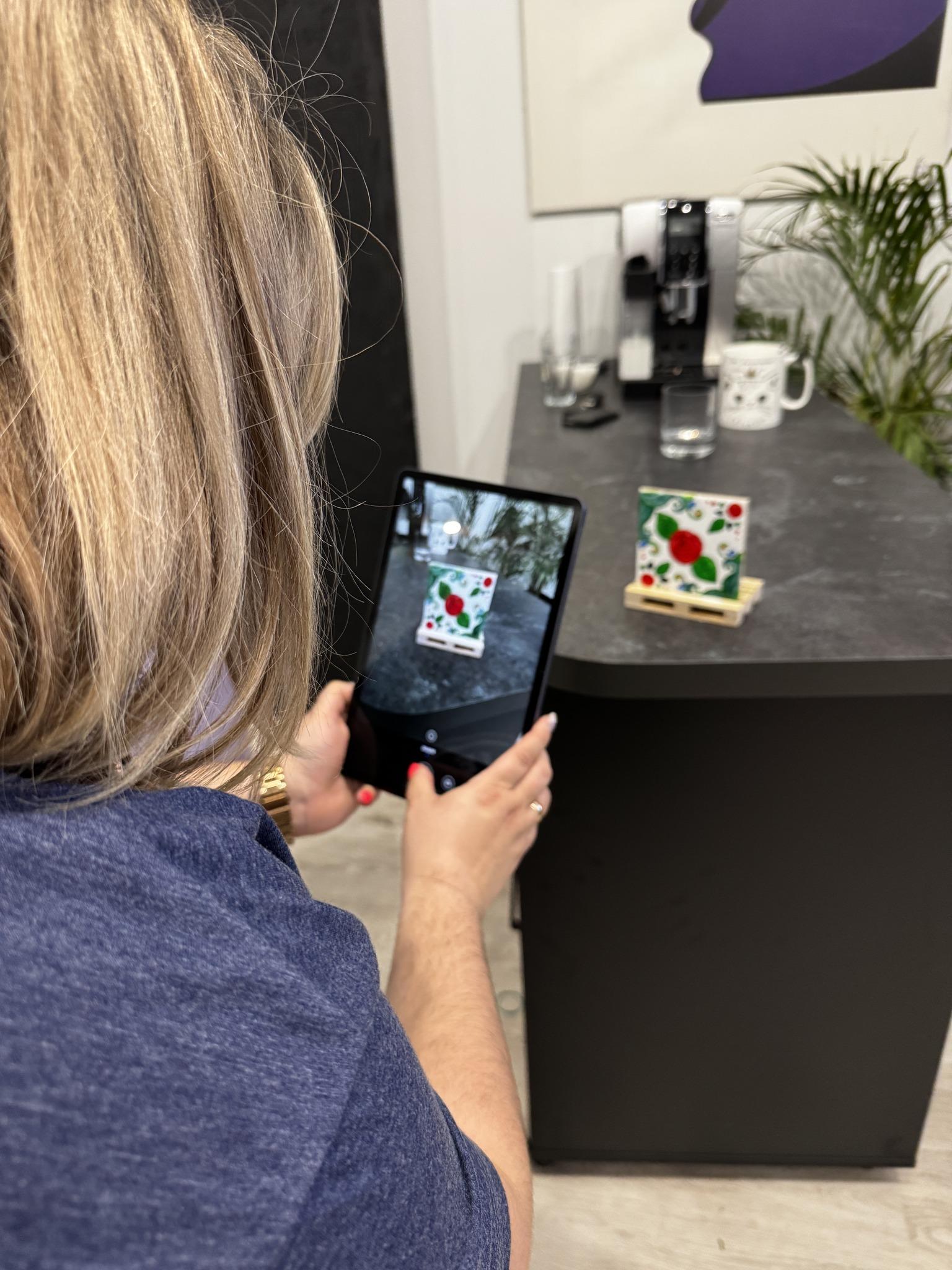 A nature collage made during the Digital Silesian Traces project workshops, placed on a table with materials.